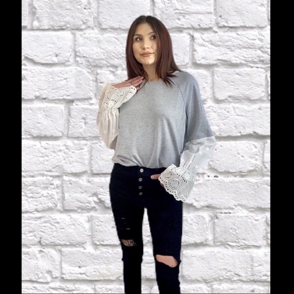 Raglan style top lace bell sleeve size L - Picture 5 of 5